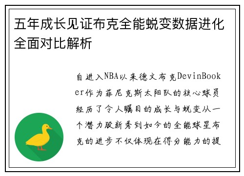五年成长见证布克全能蜕变数据进化全面对比解析