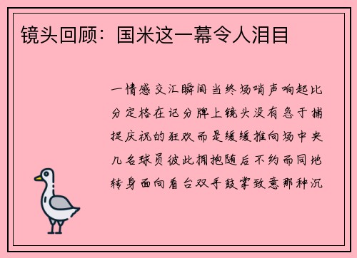 镜头回顾：国米这一幕令人泪目
